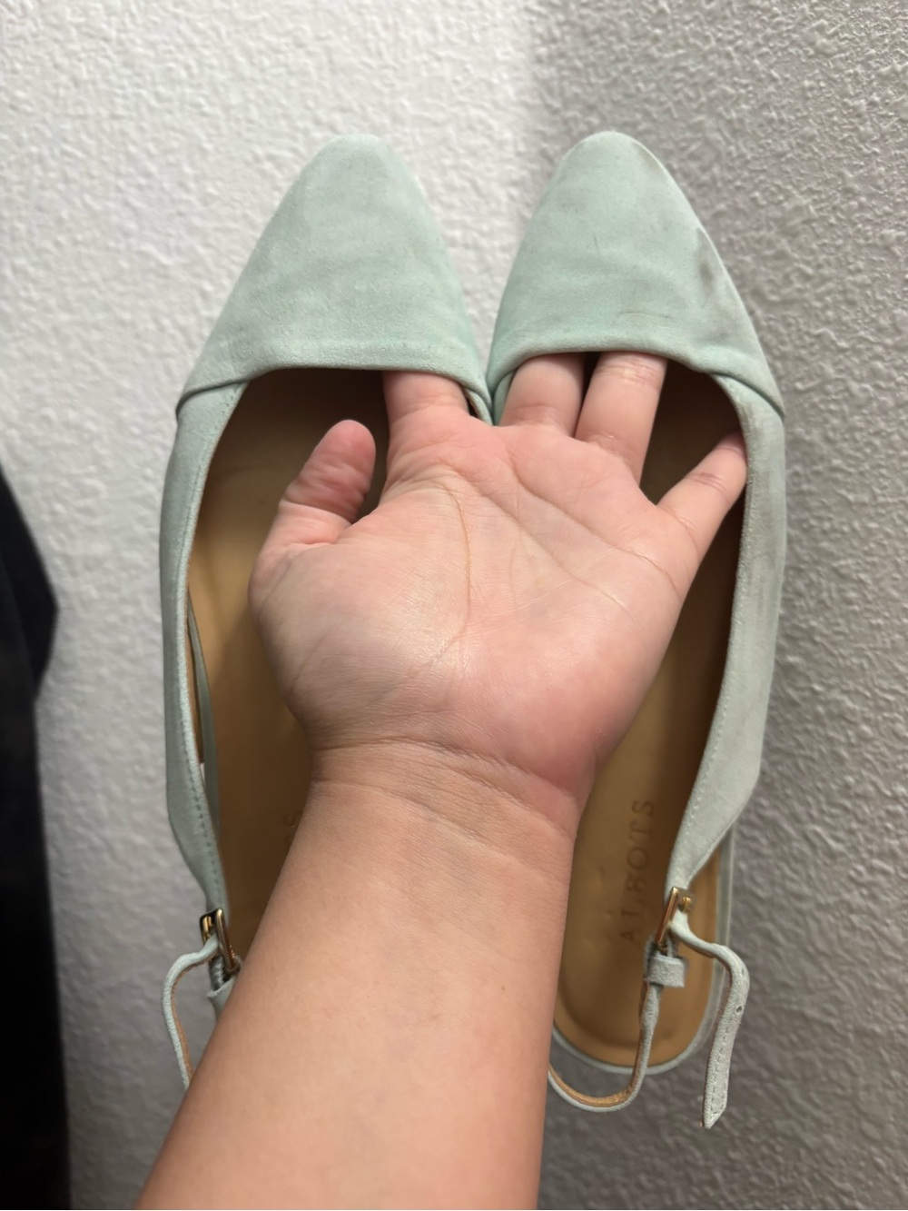 Mint Green Pointed Toe Slingback Flats